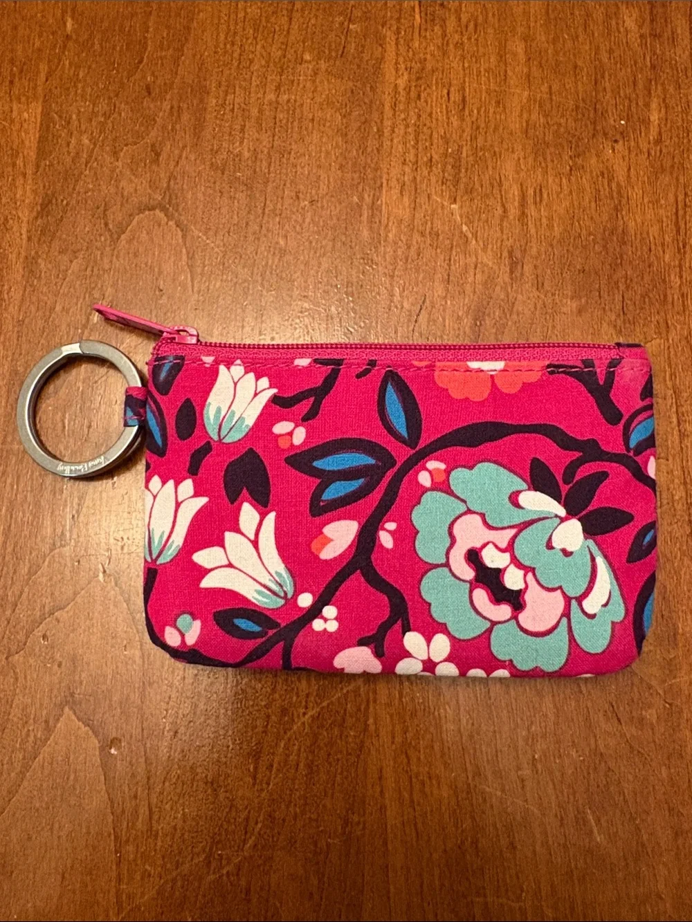 Vera Bradley Pink Floral ID Zip Card Case Keyring - Picture 2 of 6